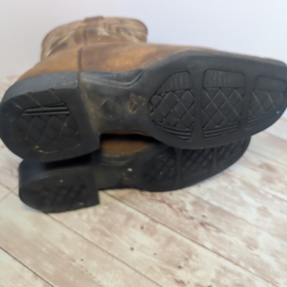 Cowboy Western Square Toe Brown Leather Boots EUC Men's Size 8 Survivors Brand - Picture 11 of 14